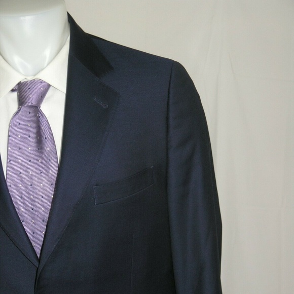 My.Suit Custom Made Solid Blue Flat Front Two Button Suit 40R